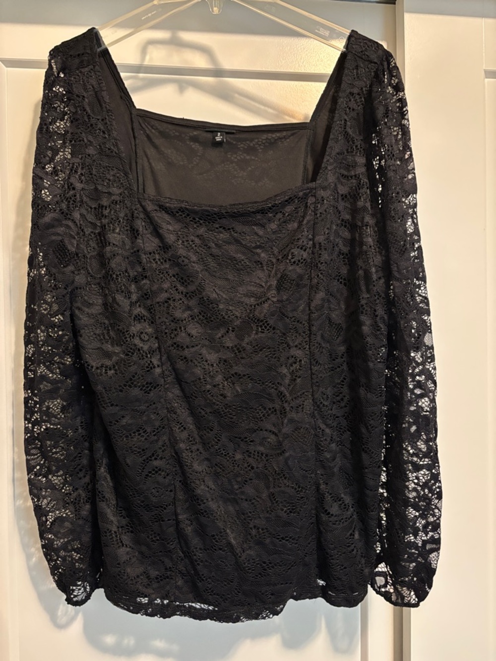 Torrid Black Lace Long Sleeve Square Neck Top size 2